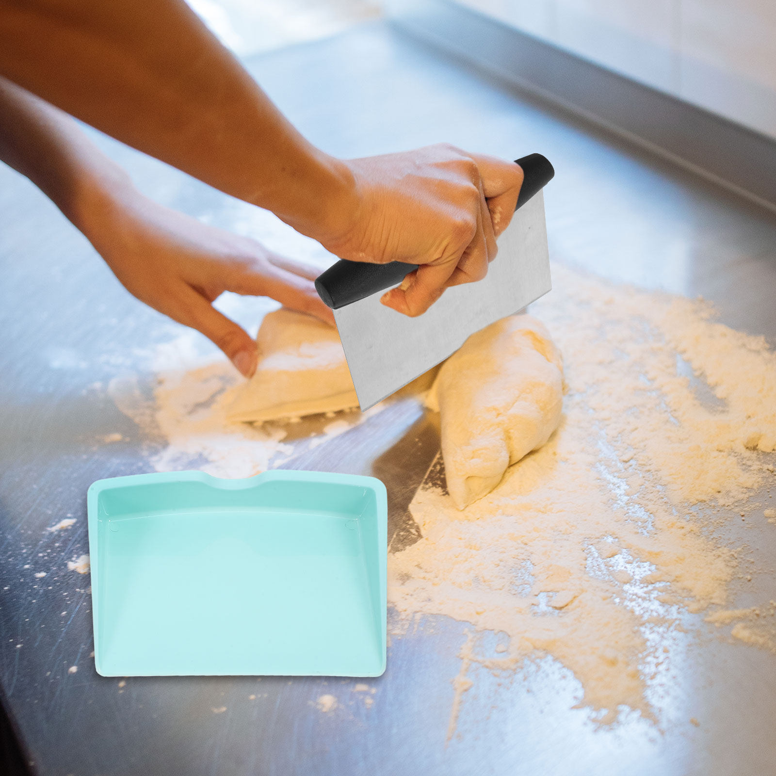 Bench Scraper Dough - 고내구성 스테인리스 스틸 반죽 커터 1세트,