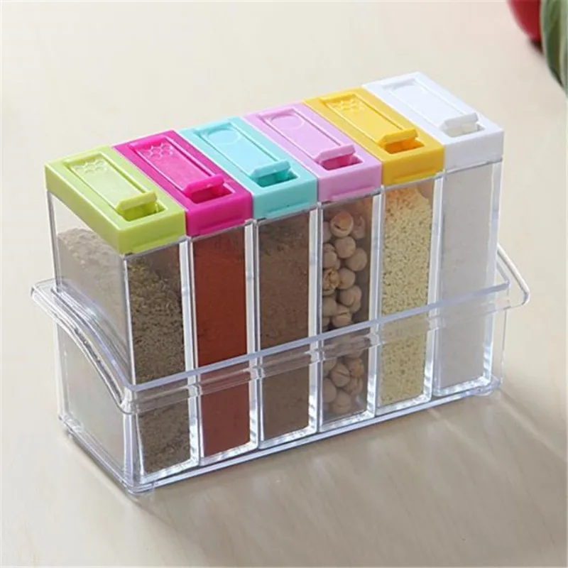 Kitchen Baking Tray Organizer - 투명 조미료 6 그리드 조미료 상자