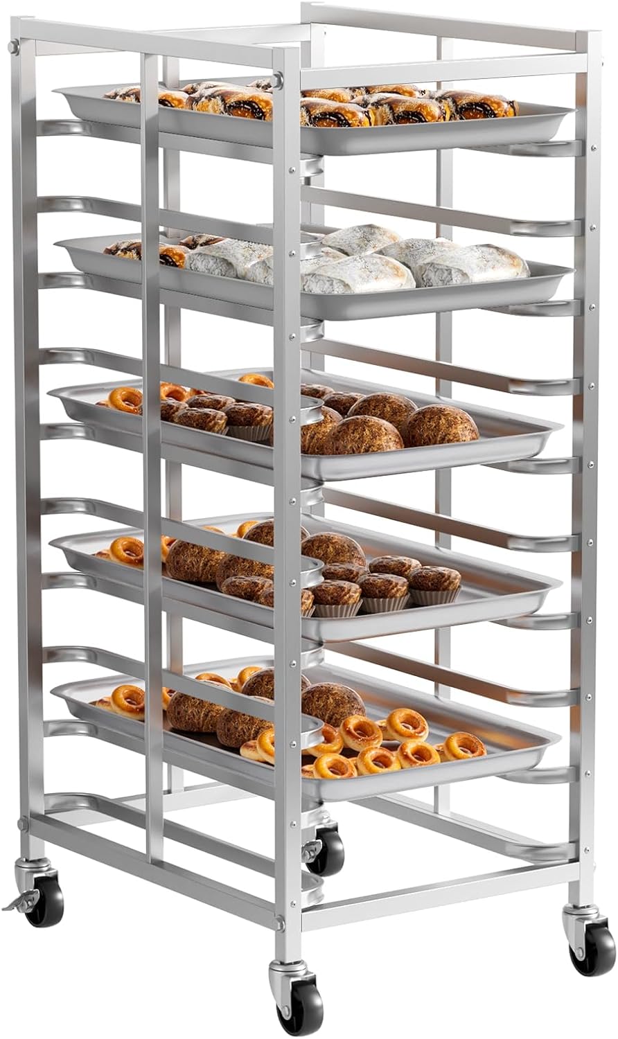 Kitchen Baking Trolley - 상업용 스테인레스 스틸 베이킹 랙 바퀴付き