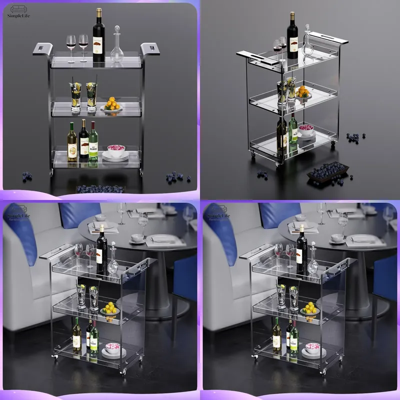Kitchen Baking Trolley - 현대적인 3단 주방 카트, 수납 선반과