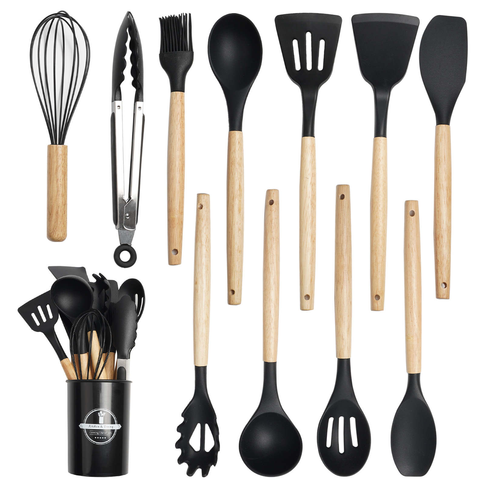 Kitchen Baking Utensils - KOOMADE 12종 실리콘 조리기구 세트 천연