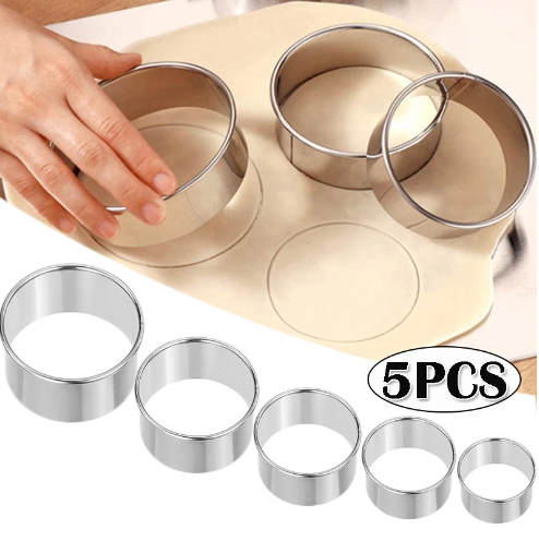 Kitchen Baking Utensils - 5PCS 라운드 스테인레스 스틸 비스킷 금형