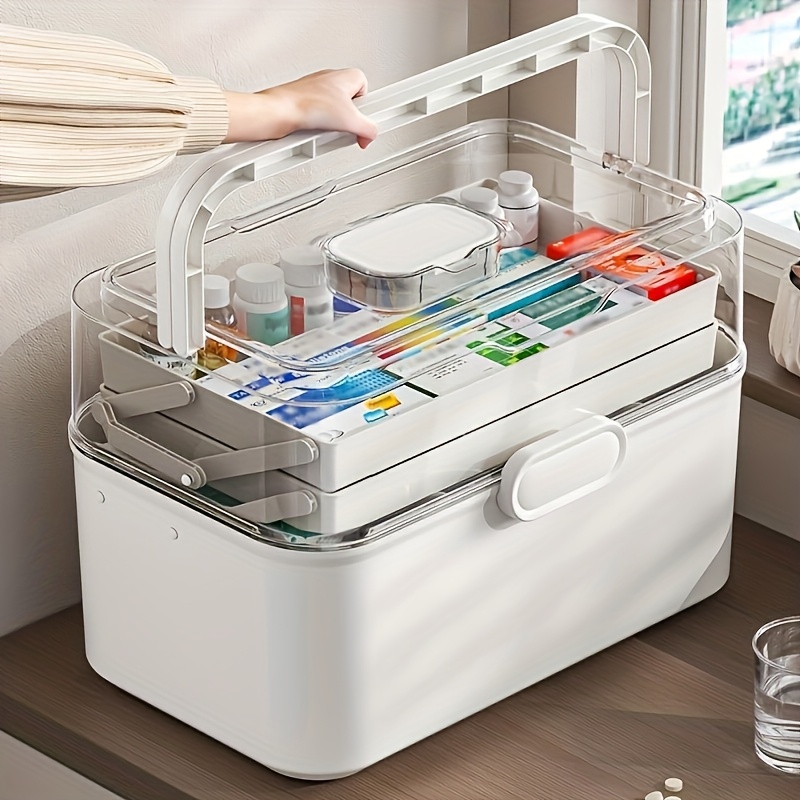 Kitchen Baking Tray Organizer - 대용량 투명 뚜껑 약 보관함/배급함 -