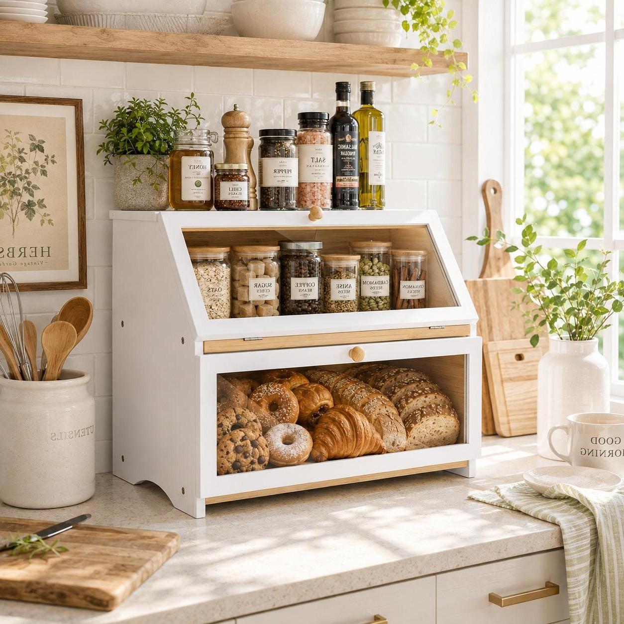 HOMEKOKO 주방 조리대용 이중 레이어 빵 보관함, - Kitchen Baking Tray Organizer 리뷰 및 가격