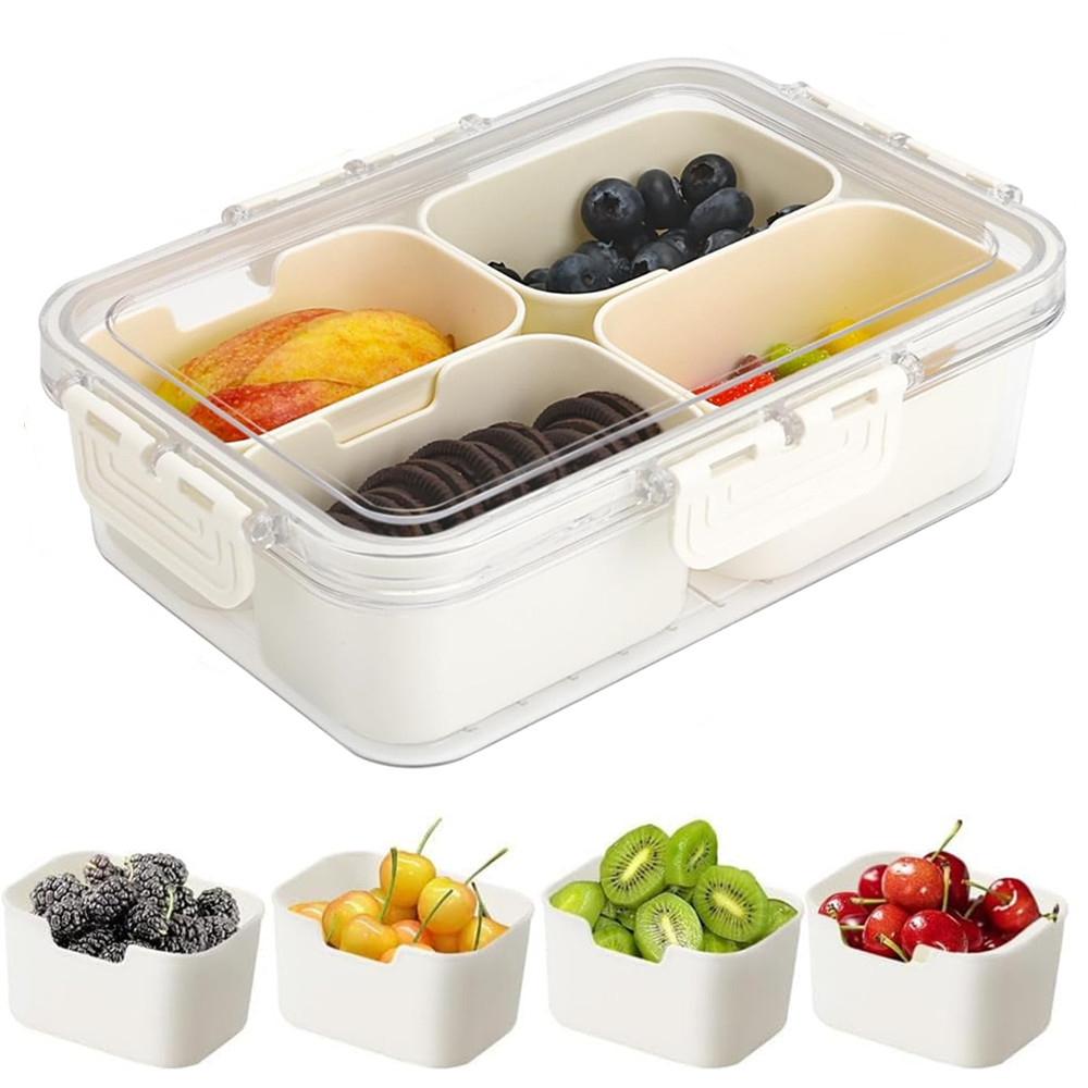 휴대용 식품 보관함, 스낵 보관함, 뚜껑이 있는 4칸, - Kitchen Baking Tray Organizer 리뷰 및 가격