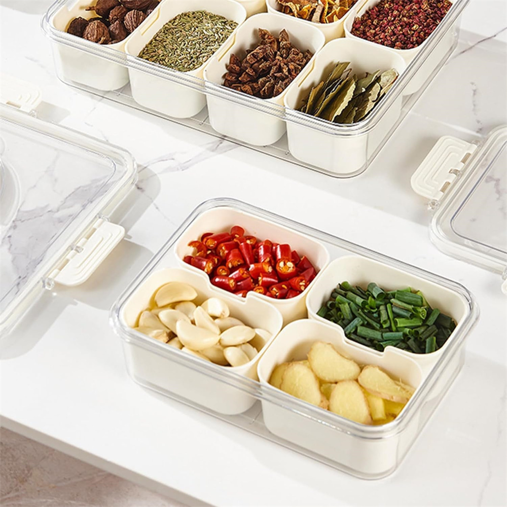 휴대용 식품 보관함, 스낵 보관함, 뚜껑이 있는 4칸, - Kitchen Baking Tray Organizer 리뷰 및 가격