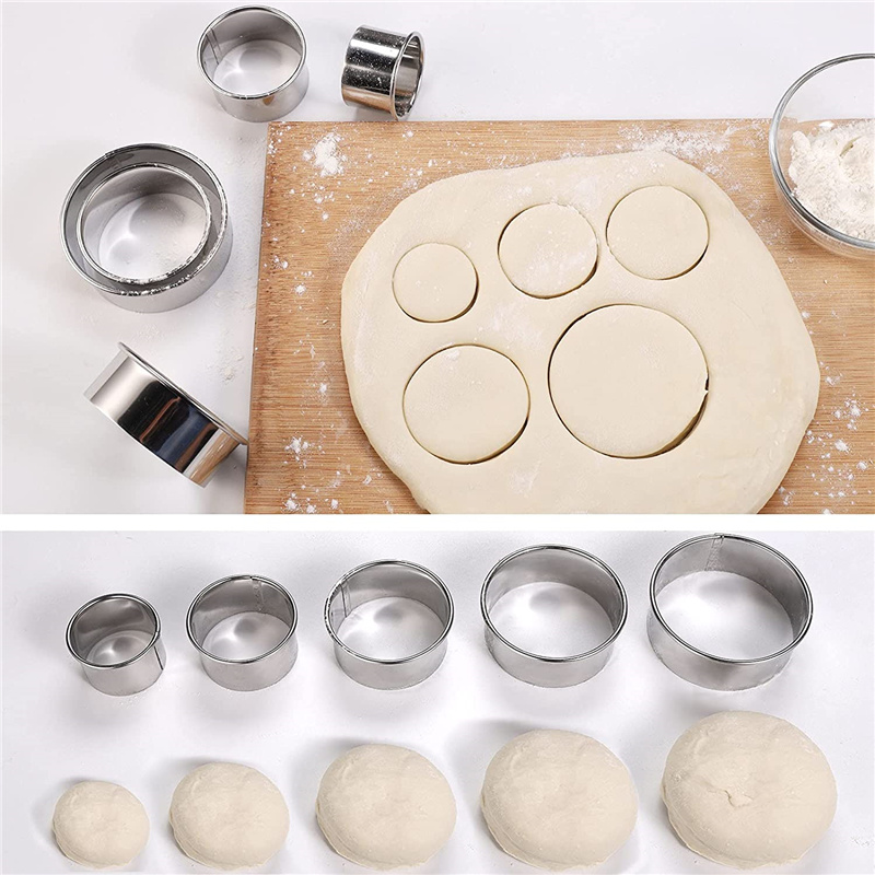 5PCS 라운드 스테인레스 스틸 비스킷 금형 만두 피부 - Kitchen Baking Utensils 리뷰 및 가격