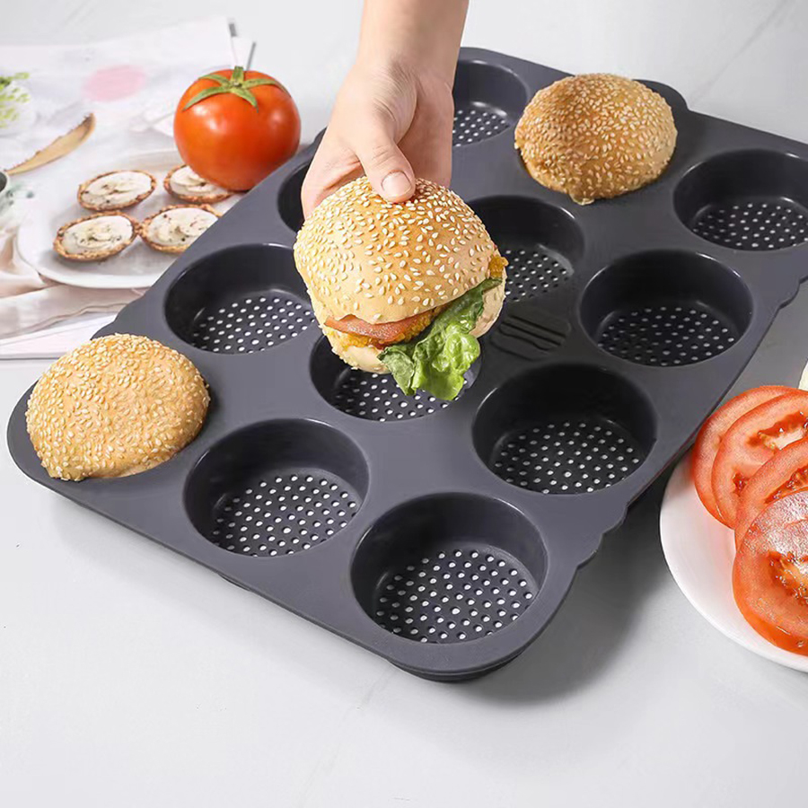 1PC 햄버거 빵 금형 12 홀 라운드 프랑스 내열성  - Kitchen Baking Utensils 리뷰 및 가격