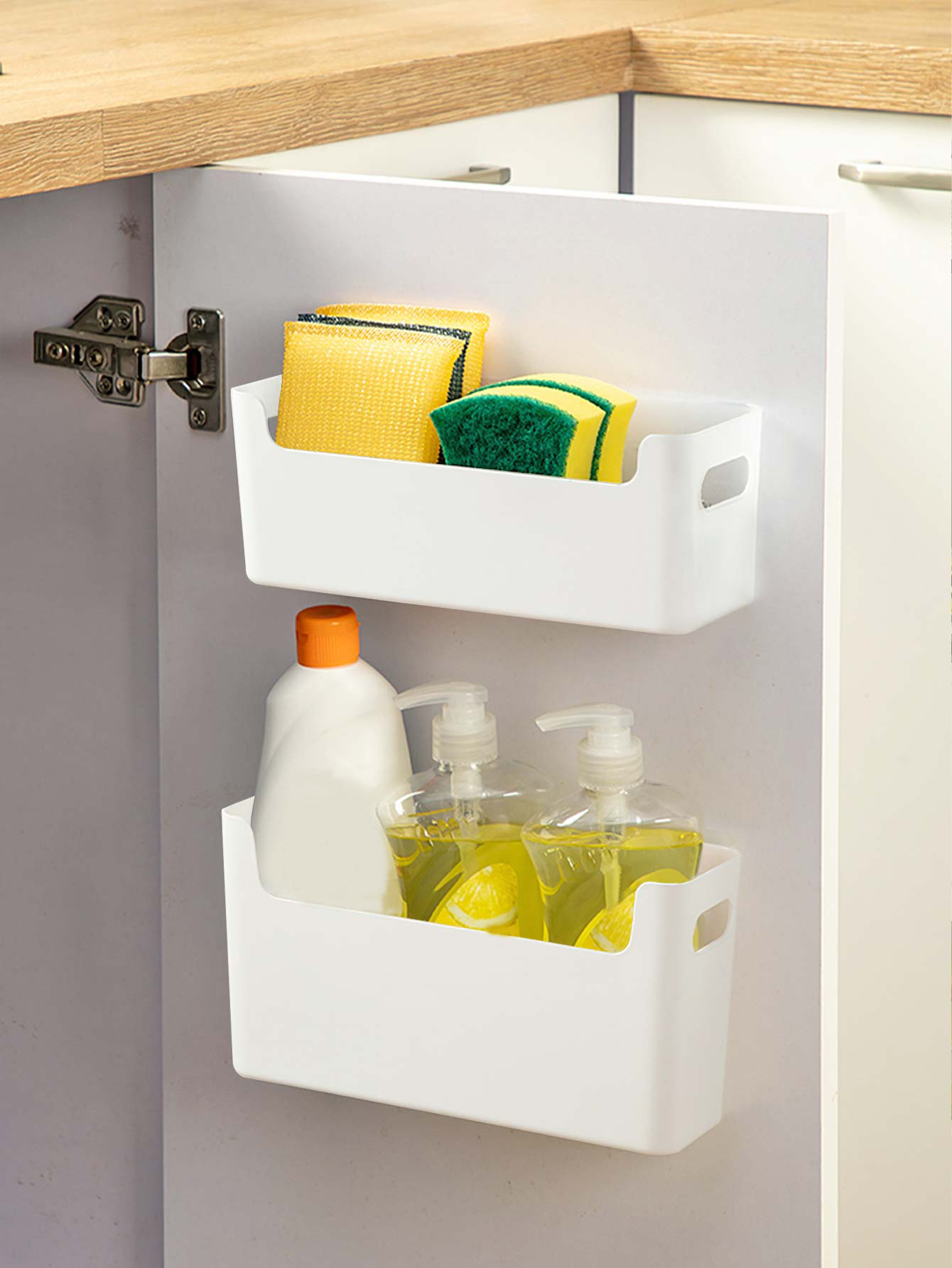 펀치프리 캐비닛 도어 정리함 플라스틱 벽걸이 수납함 스 - Kitchen Baking Tray Organizer 리뷰 및 가격