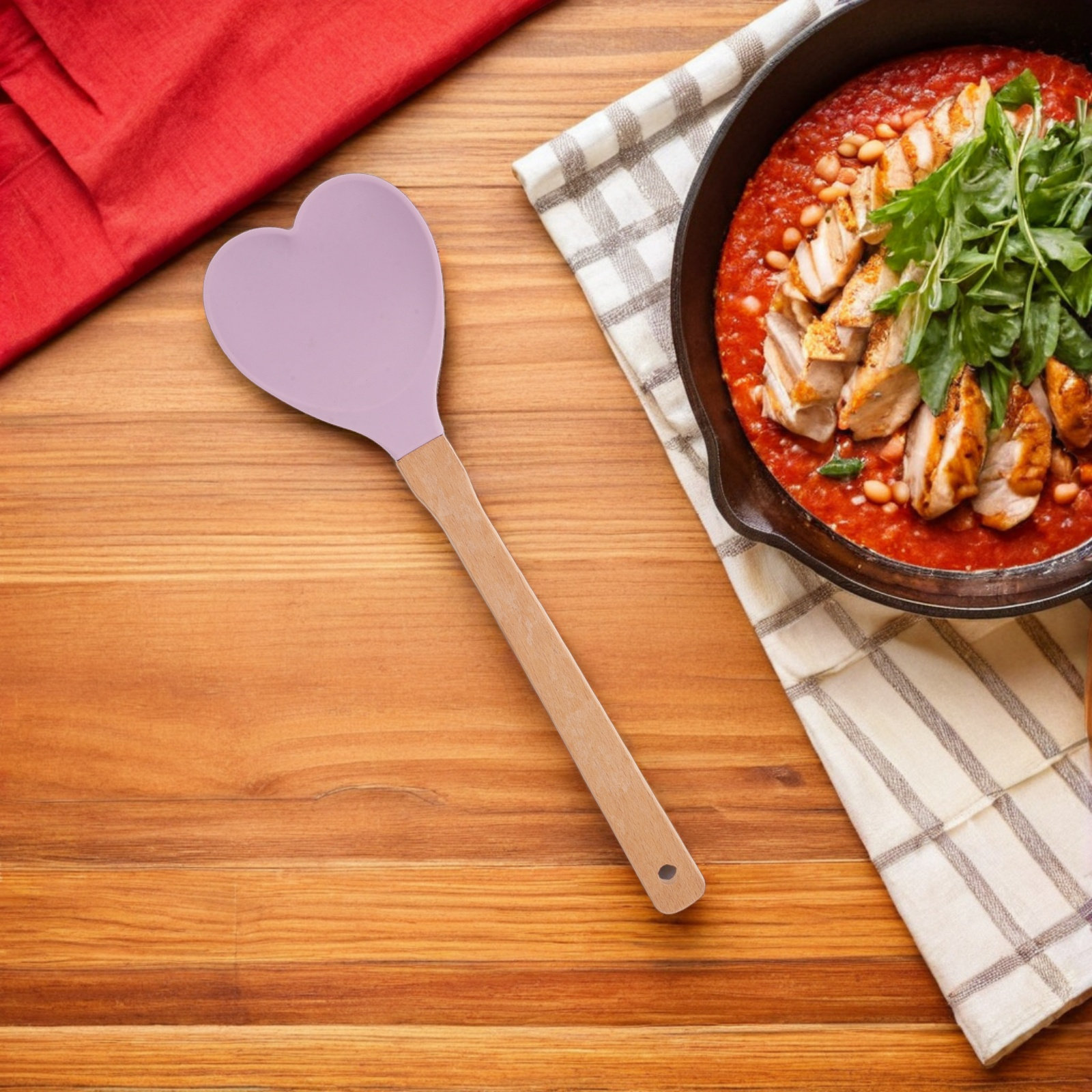 하트 모양의 실리콘 주걱 나무 손잡이 논스틱 내열성 주 - Kitchen Baking Utensils 리뷰 및 가격