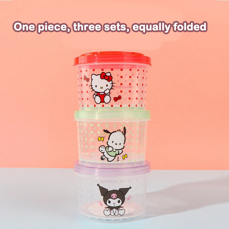 키티 도시락 세트 3종 귀여운 쌓을 수 있는 뚜껑있는  - Kitchen Baking Tray Organizer 리뷰 및 가격