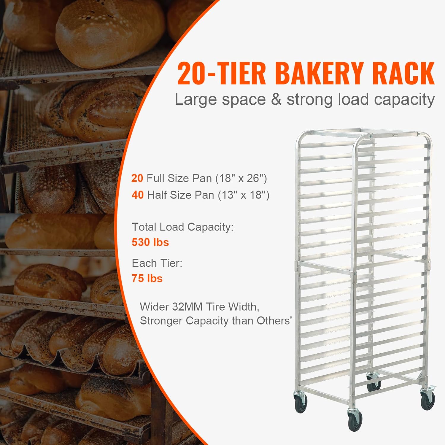 20단 상업용 베이킹 팬 랙 알루미늄 제빵 시트 팬 트 - Kitchen Baking Trolley 리뷰 및 가격